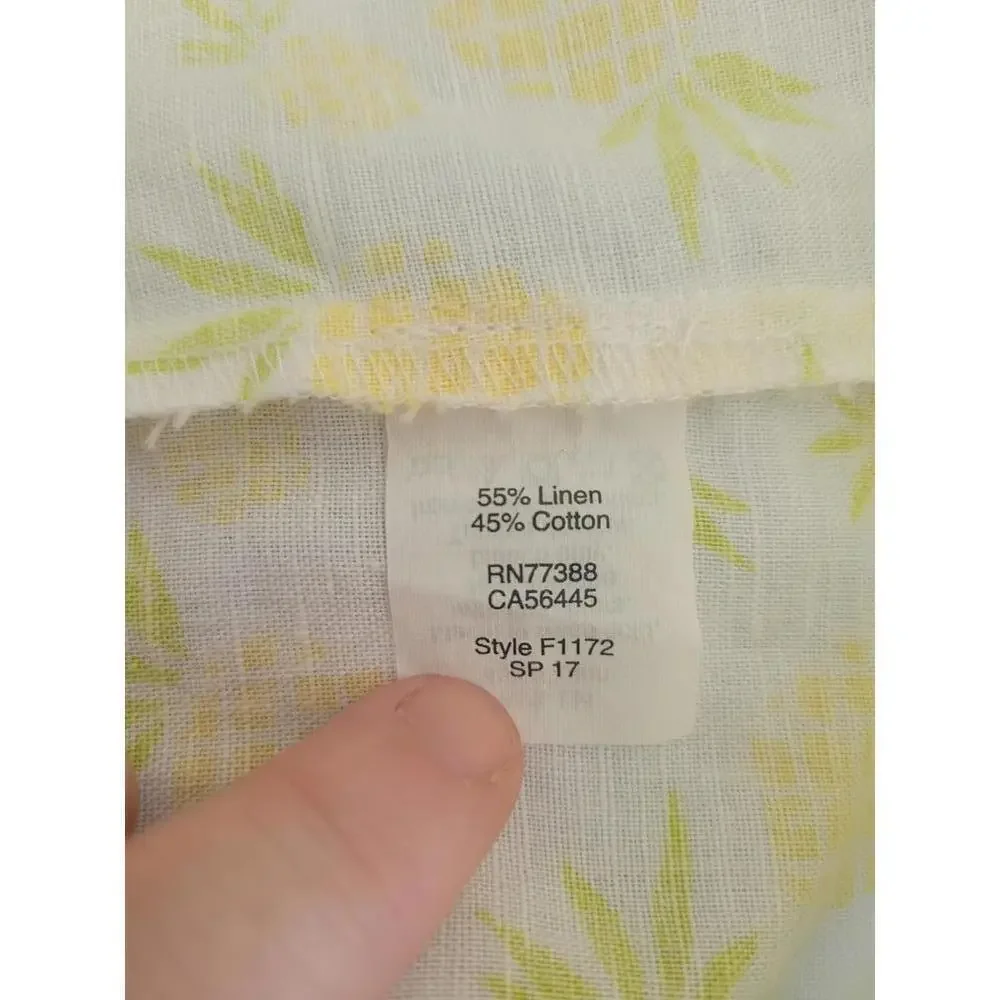 J Crew small white with pineapples blouse - Picture 4 of 5